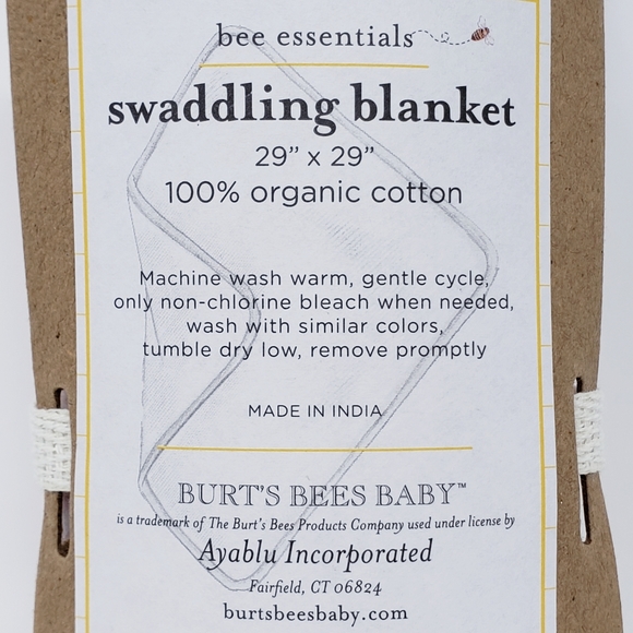 BURT'S BEES Swaddling Blanket 100% Organic Cotton - Picture 7 of 8